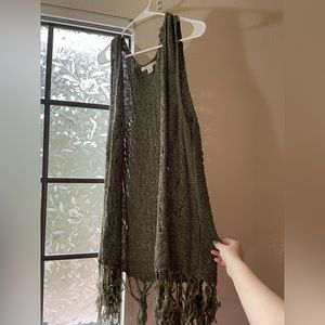 Canyon River Blues fringe green crochet long vest